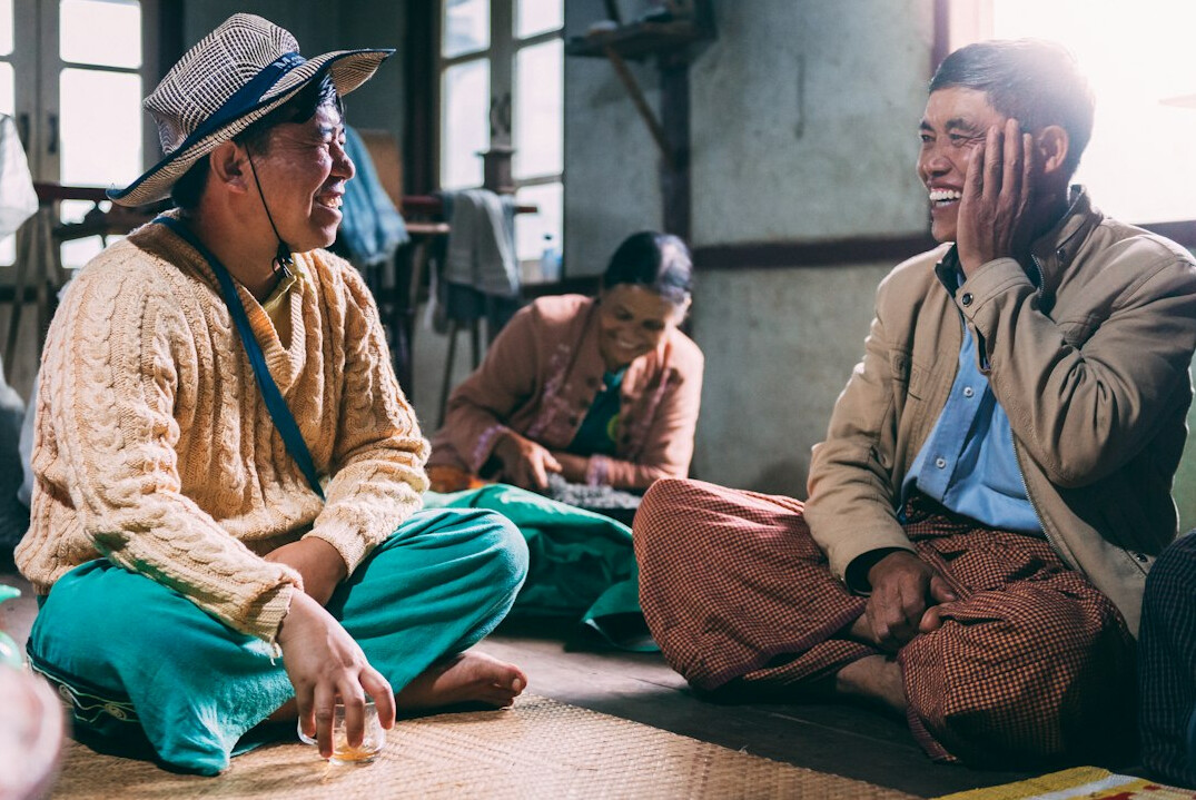 group of locals talking